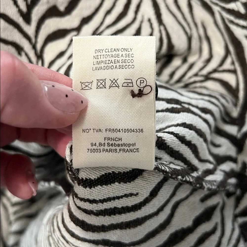 FRNCH Paris Zebra Print Belted Jacket Dress w/ Pockets